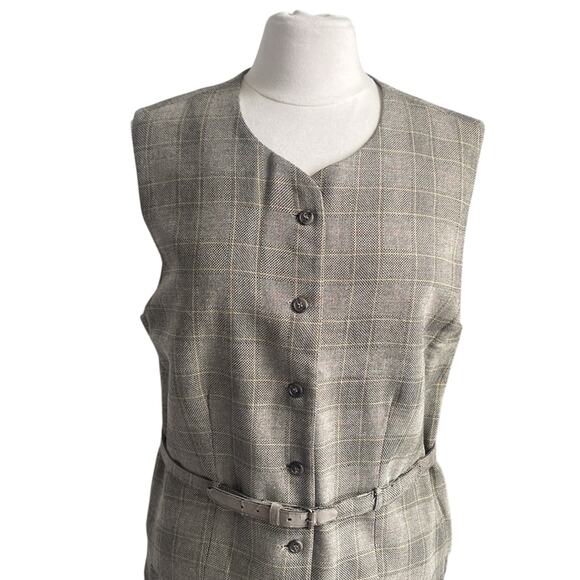 VINTAGE DAVID BROOKS Plaid Suit Women’s Size 10 Tan Glen Plaid Vest Trouser - Picture 3 of 13